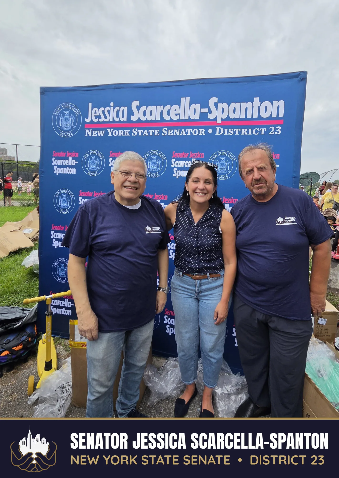 Two Unseen Hands Ambassadors with Senator Jessica Scarcella-Spanton at a community event
